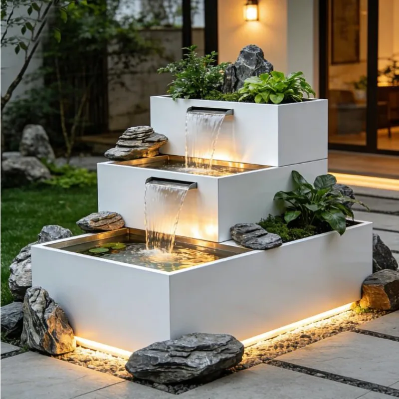 Custom Stainless Steel Balcony Fish Pond Small Space Water Landscape Modern Design Koi Aquarium with Pump for Terrace Decor