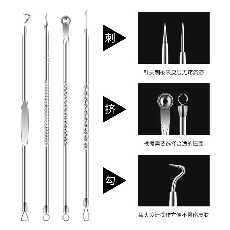 10 sets Schönheit Werkzeug Edelstahl 2 Weg pickel pin Akne schönheit schwarz kopf nadel Gesichts pflege werkzeuge