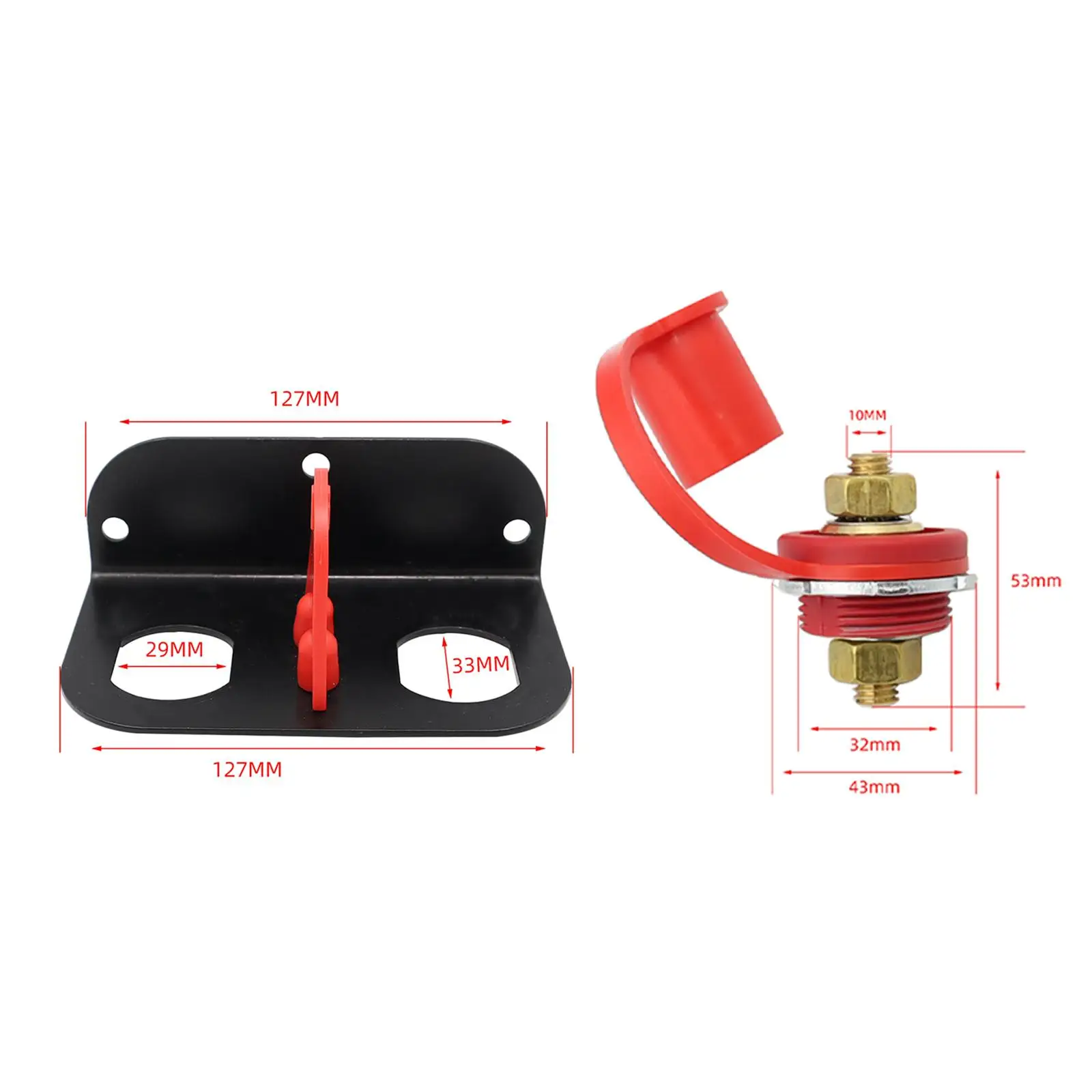 Remote Battery Terminals with Bracket Brass Stud Heavy Duty Battery Post Terminal 250A for Auto Yachts Ships Vehicles Car