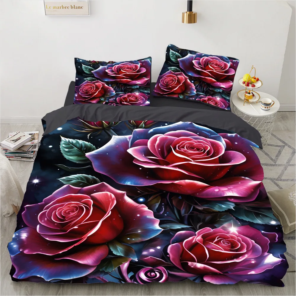 2/3pcs bedding set Digital Print Comfortable Duvet Cover for Home Bedroom Decoration, 1 Duvet Cover and 2pillowcase with Zippers