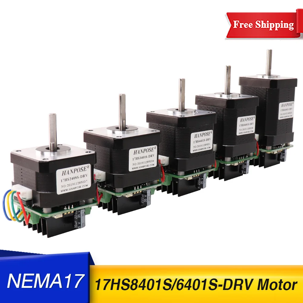 

17HS3401S-DRV 17HS4401S-DRV 2 Phase 4 Wire NEMA17 Stepper Motor With Micro Back Driver 0.6A 12N.CM For 3D Printer