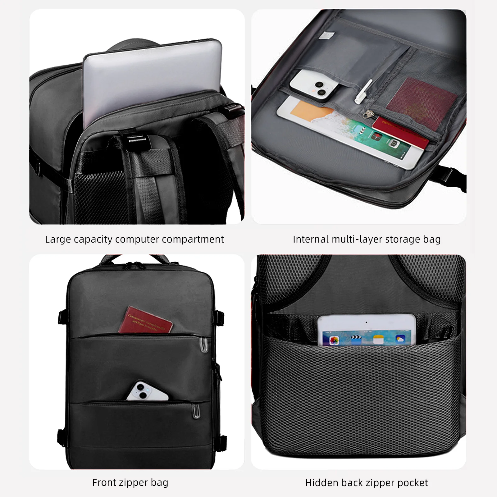 กระเป๋าเดินทางขนาดใหญ่ความจุกระเป๋าเป้สะพายหลัง 35L 18''Cabin กระเป๋าเดินทาง USB ชาร์จพอร์ตโรงเรียนกระเป๋าแล็ปท็อปสําหรับ Men & Women นักเรียนเดินป่า