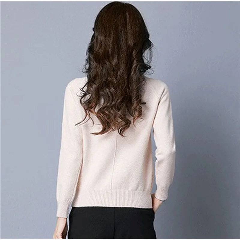 Suéter de punto de cuello alto para mujer, jersey de manga larga, ajustado, informal, coreano, novedad de otoño e invierno, 2023