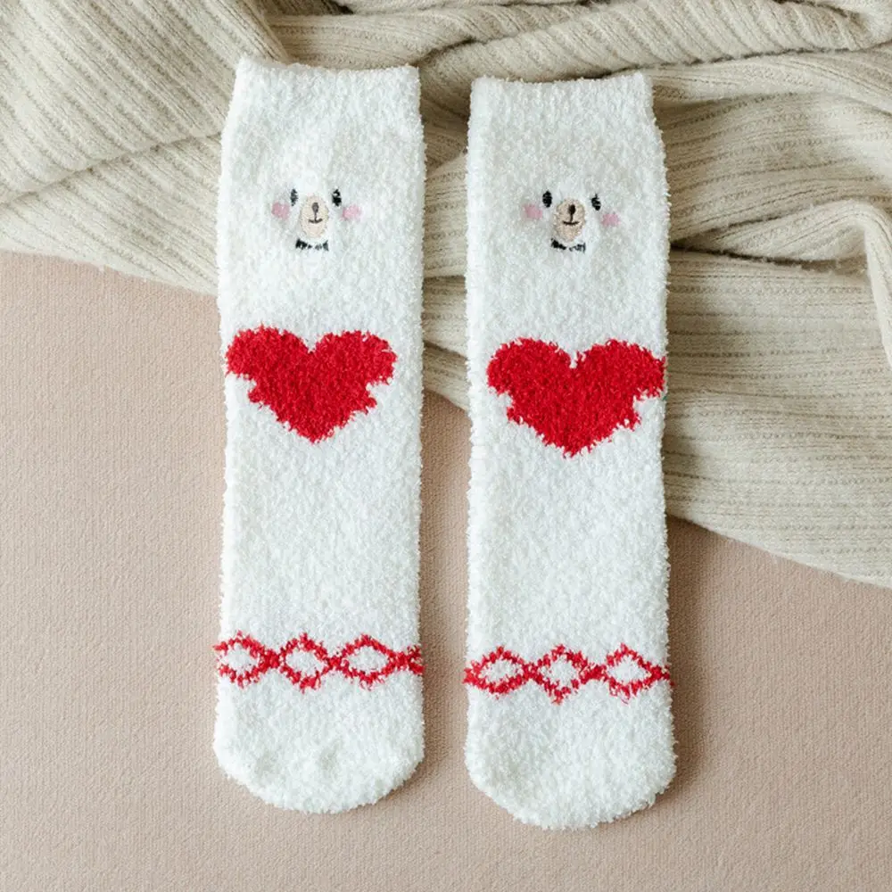 

Warm Cartoon Fashion Design Deer Duck Korean Style Women Socks Coral Fleece Socks Christmas Hosiery Floor Socks