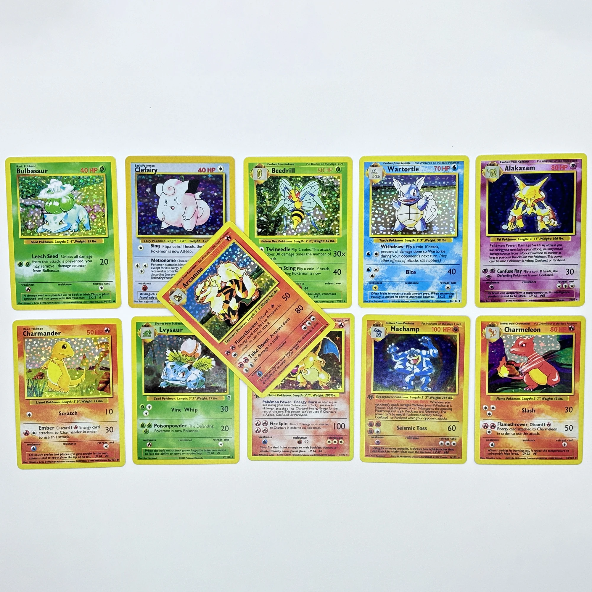 11Pcs/set Diy Self Made First Generation PTCG Charmander Bulbasaur Collection Flash Card Classic Anime Cards Gift Toys