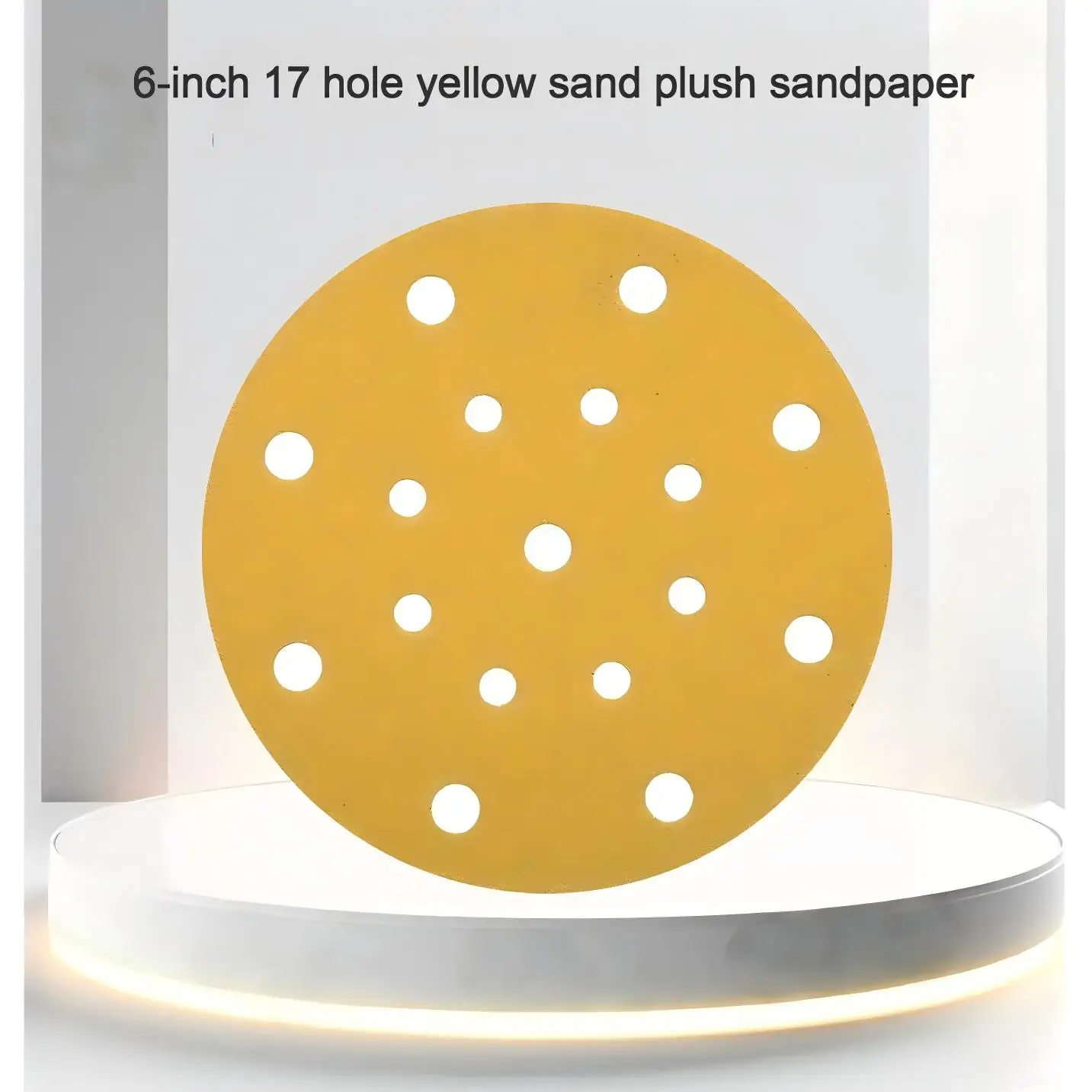 

15 шт., 6 дюймов, 17 отверстий, желтый песок, плюшевая наждачная бумага, ремонт краски, полировка металлической поверхности, желтый песок, плюшевый диск, песок