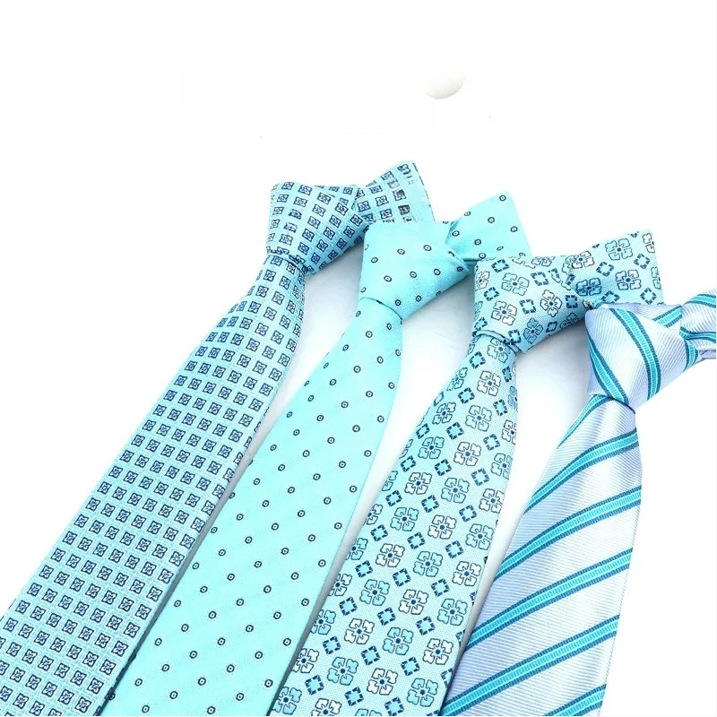 

2pcs Blue Tie Bright Color Jacquard Necktie Business Banquet Event Neckwear Accessoty