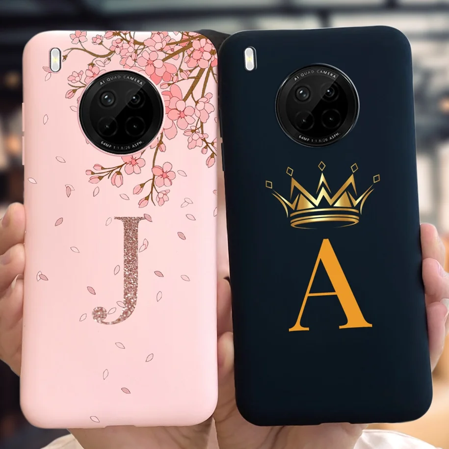 For Huawei Y9a Case Huawei Nova Y9a Back Cover Fashion Crown Letters Soft Silicone Phone Case For HuaweiY9a FRL-22 FRL-23 Bumper