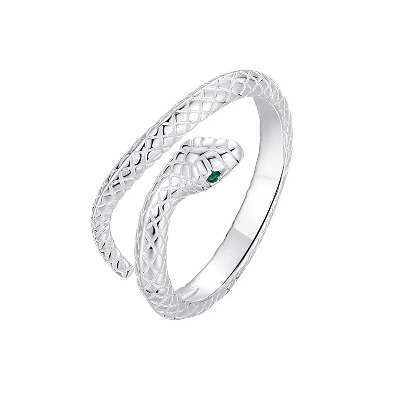 

Male and Female Couple Silver Serpentine Ring Adjustable Opening Reptile Fashion Punk Jewelry Birthday Gift