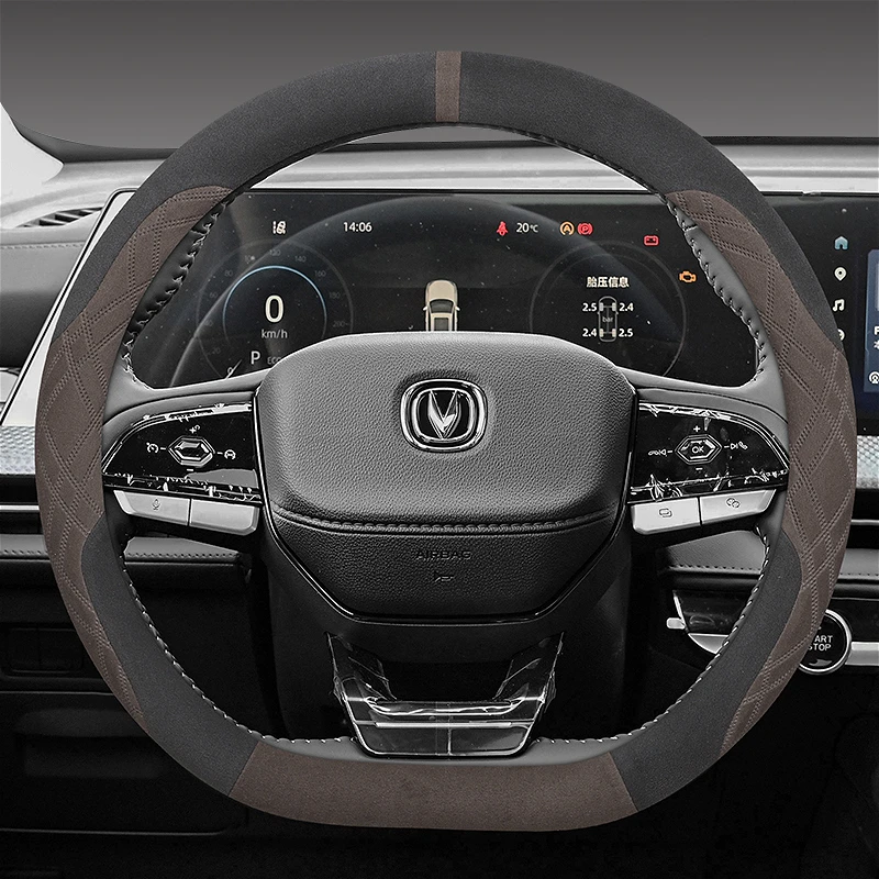 

Suede Leather Car Steering Wheel Cover for Changan Cs75 plus Eado DT CS95 CS85 2019 2020 2021 2022 2023 2024 Auto Accessories