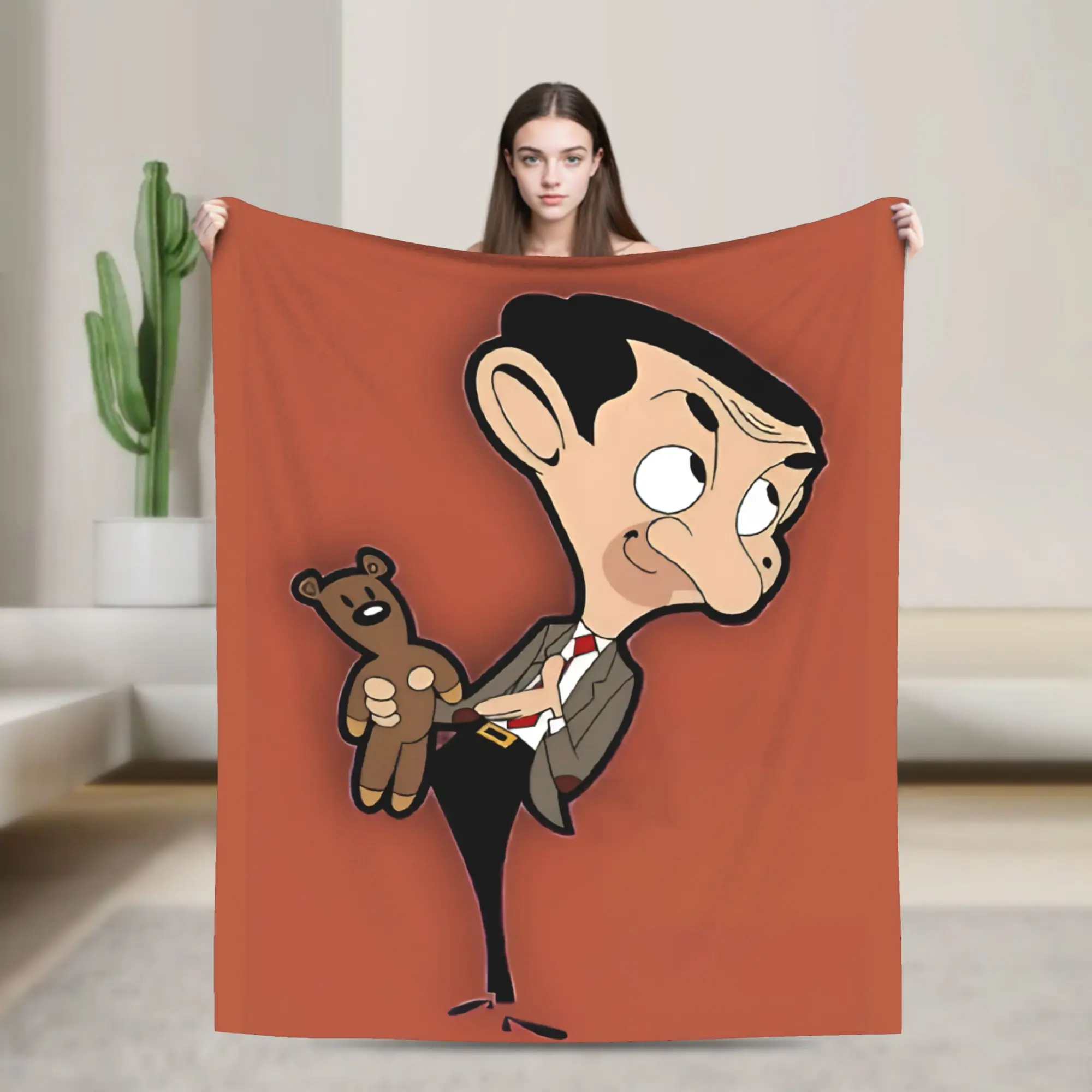 Cartoon  Mr. Beans Plush Blankets  Teddy Bear  Fashion Throw Blanket for Home 125*100cm Bedspreads,