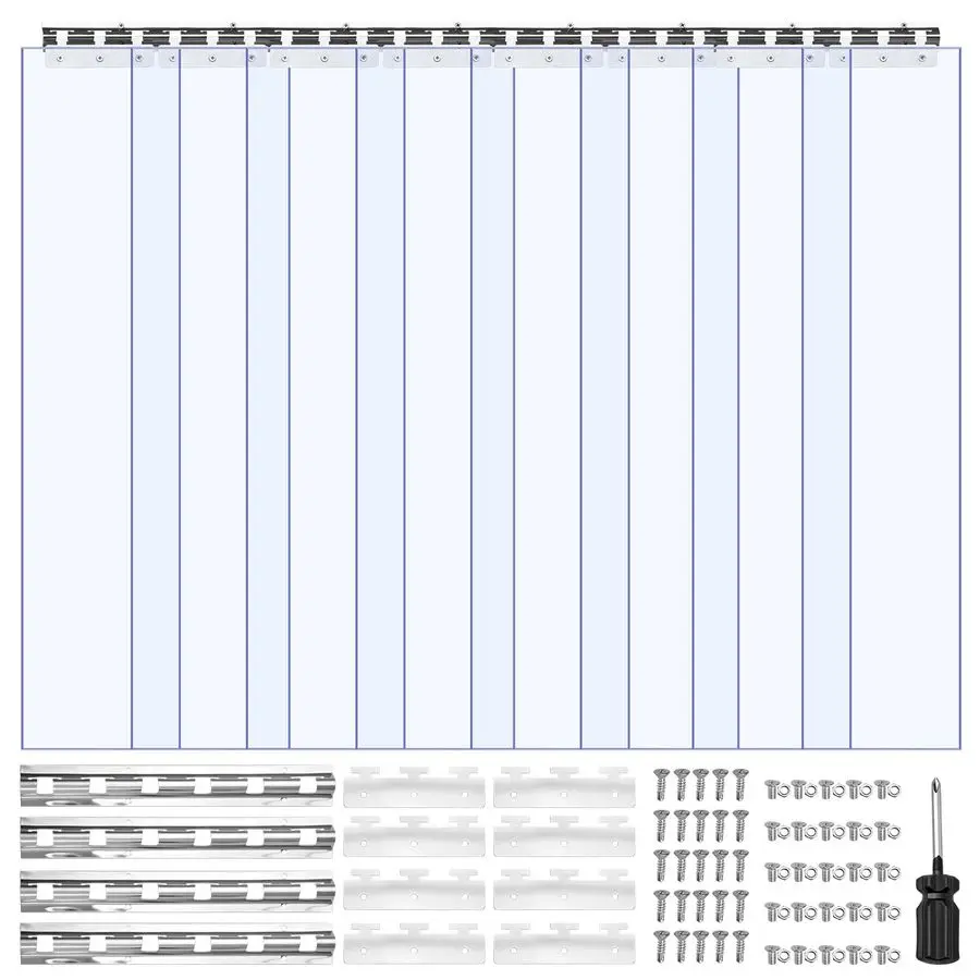 

Clear PVC Strip Curtain, 84 in Height x 48 in Width x 0.08 in Thickness, 8 PCS Walk in Freezer Cooler Curtain Strips, Thermal In