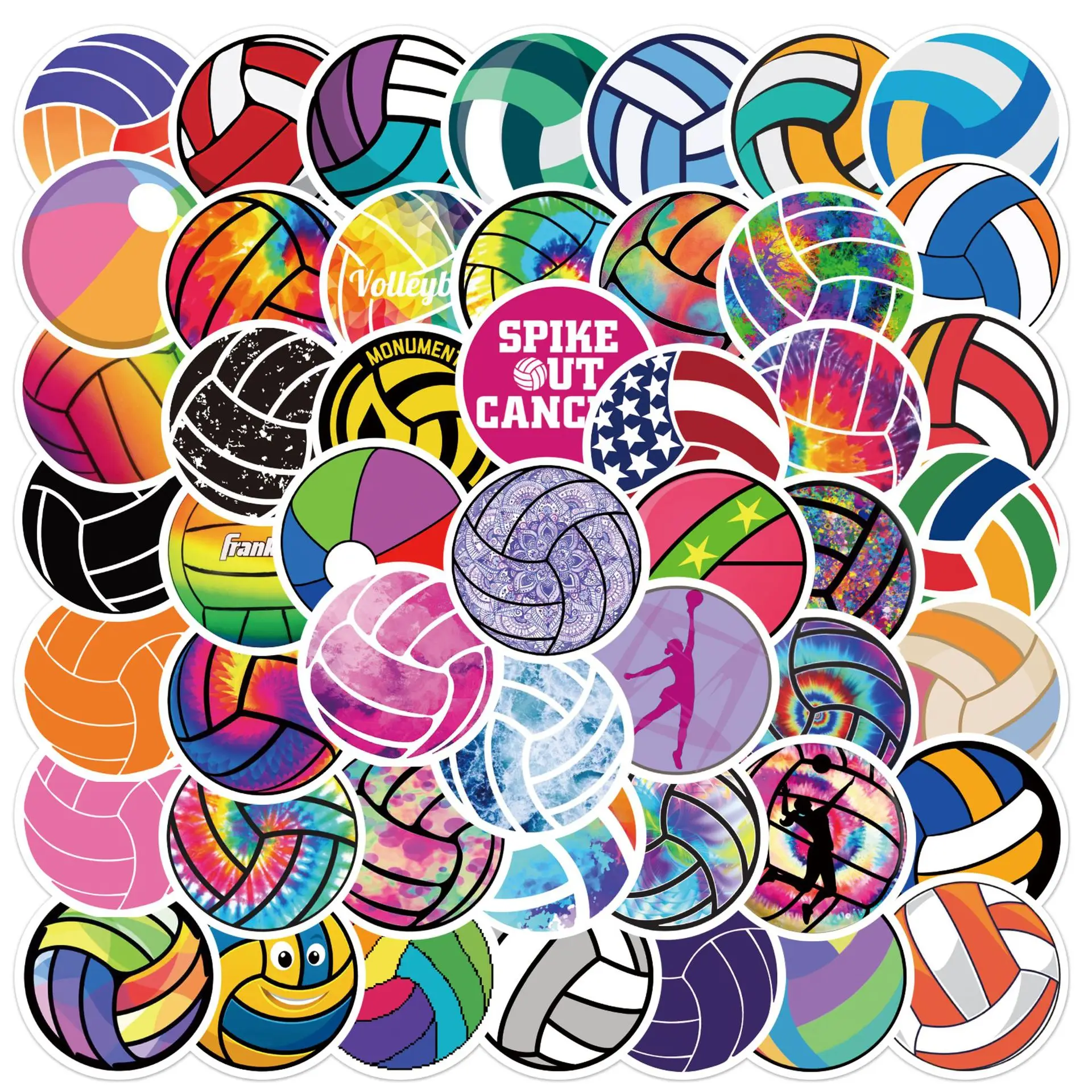 Autocollants de dessin animé de volley-ball, 52 pièces, autocollants Graffiti pour sports de balle, bagages, ordinateur portable, téléphone, guitare, voiture, vélo, jouets pour enfants