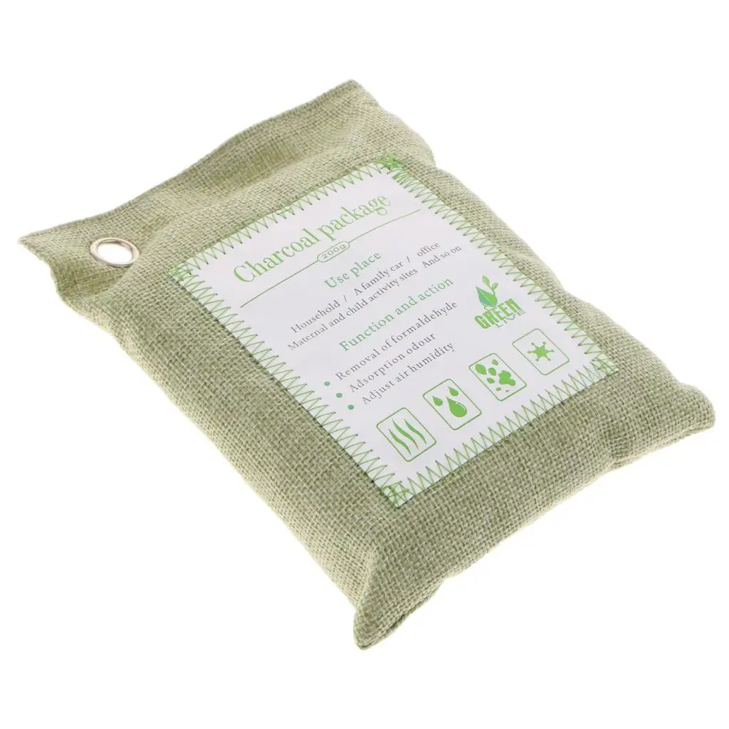 200g - Deodorizer Odor Neutralizer Home & Car Freshener Bags, Bamboo Organic Activated Air Purifying Bags Green