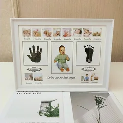 Creative DIY Baby Souvenirs Casting Photo Frame for Baby Handprint Footprint Kit Newborn Footprint Ink Pad Infant Photo Frame