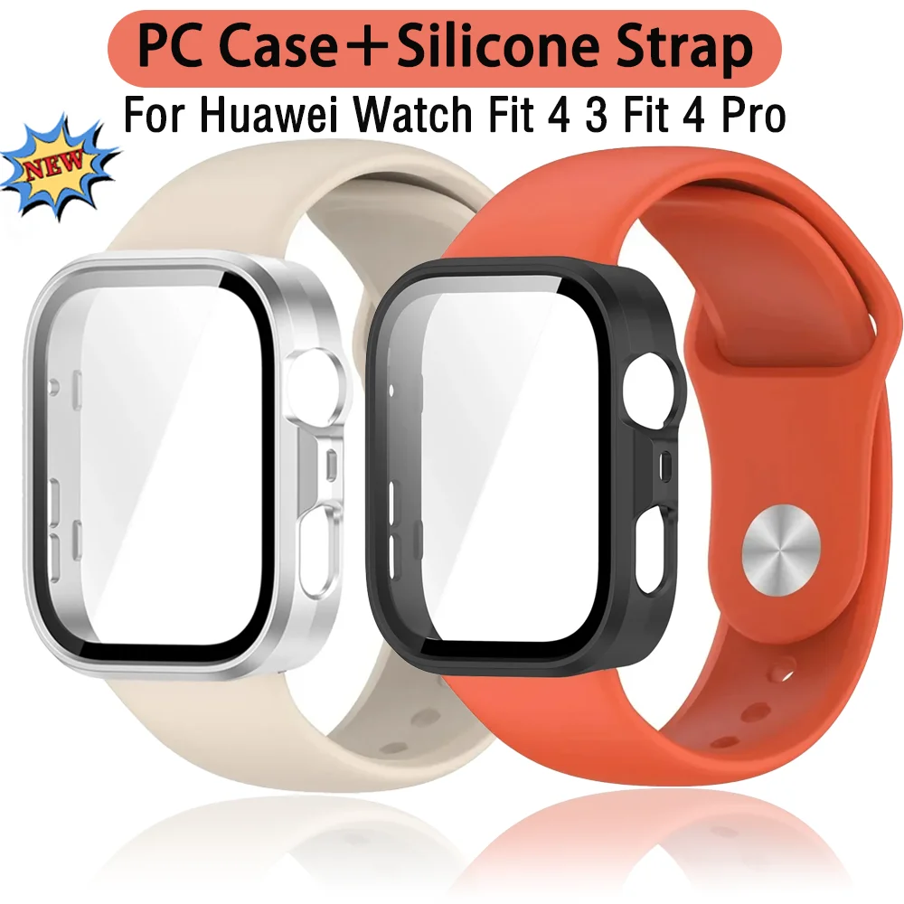 Custodia per PC + cinturino in silicone per Huawei Watch Fit 4 4 Pro Guscio protettivo Bracciale sportivo Bracciale Huawei Watch Fit 3 4 Correa Belt
