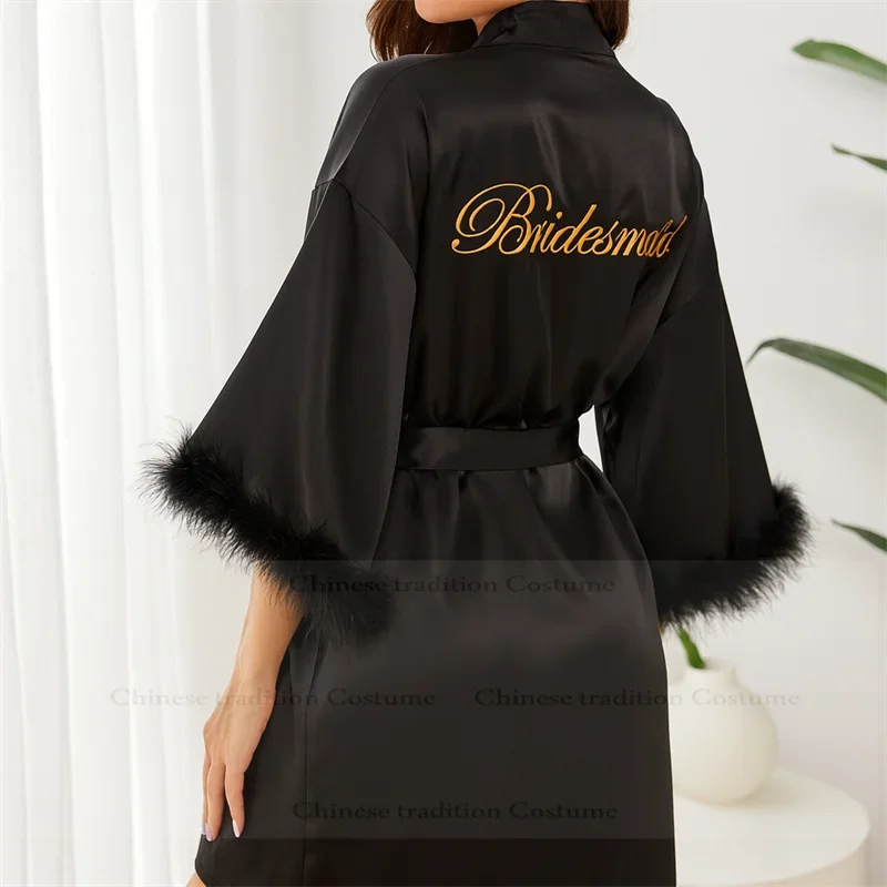 

Bride Bridesmaid Wedding Robe Kimono Bathrobe Gown Vestidos De Novia Sexy Sleepwear Lingerie Loose Loungewear Negligee Homewear