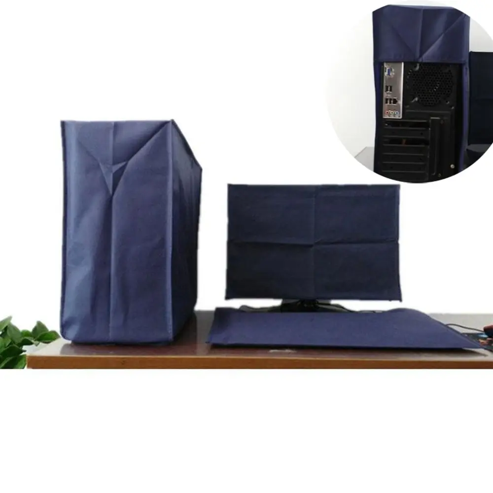 3PCS 19 To 34 Inches Desktop Computer Dust Cover Blue Moisture-proof LCD Screen Cover Breathable Nonwovens