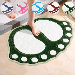 Bathroom Rugs Mats Super Absorbent Non-slip Bath Rugs Washable Cobblestone Bath Carpet Cute Foot Shaped Memory Foam Area Rug