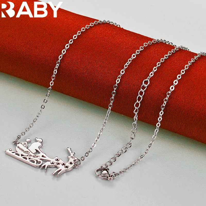 URBABY 925 فضة الأيائل زلاجات قلادة قلادة للنساء الرجال موضة الزفاف حفلة خطوبة مجوهرات مع سلسلة 18 بوصة #5