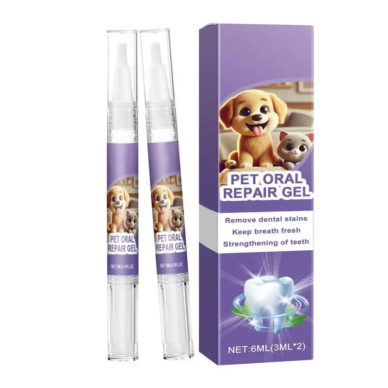 Pet Toothbrush Pen 2X Pet Oral Restorative Gel Natural Pet Oral Brightening Gel Pet Oral Restorative Gel 6ml For Dog Cat