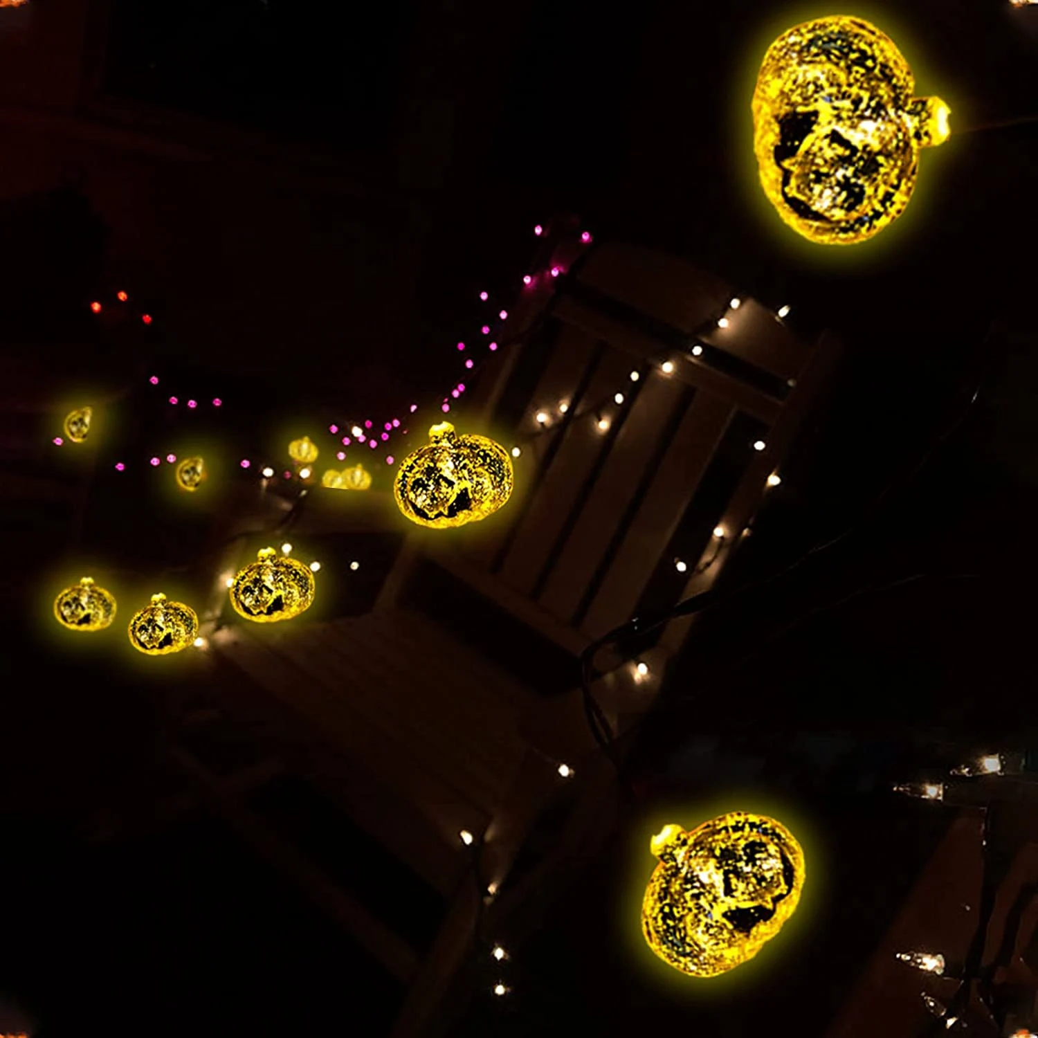 Halloween Pumpkin Lantern String Lights Halloween Ghost Lights for Outdoor Indoor Halloween Party Decoration