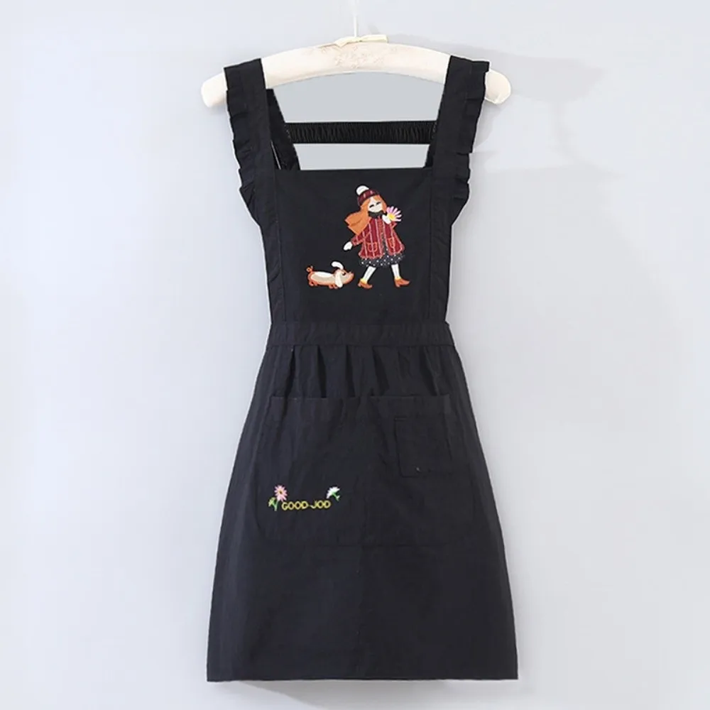 Cartoon Kitchen Apron Waterproof Anti-fouling Restaurant Uniform Princess Style Sleeveless Florist Shop Work Clothes for Women