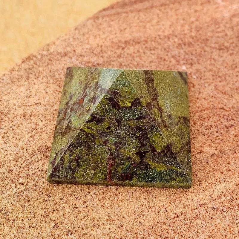 Natural Dragon Blood Stone Pyramid Bohemian Style  Ideal for Office Desk Home Decoration Protection and Prosperity