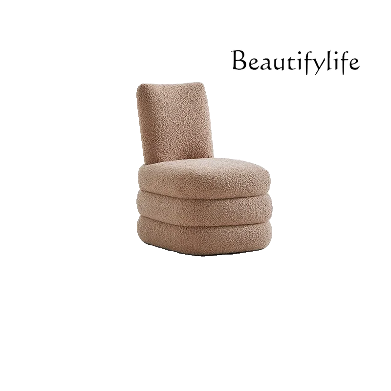 

Dressing Small Low Stool Light Luxury Chair for Shoes Changing Living Room Balcony Leisure Chair Lambswool Fabric