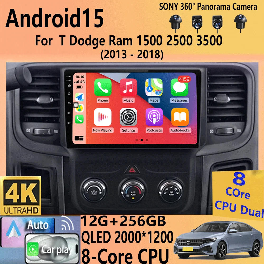 

Android 15 Car Radio For T Dodge Ram 1500 2500 3500 2013-2018 Multimedia Stereo Video Player WiFi 4G Carplay Auto GPS Navigation