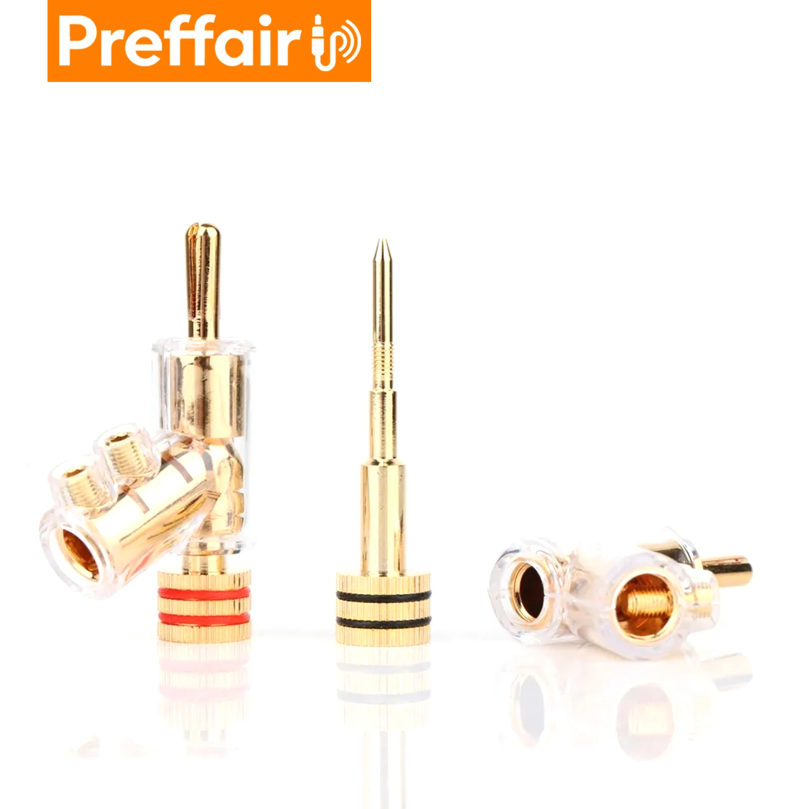 4pcs BA1403 High Performance 24K Gold Plated Audio Banana Connectors 45Degree Self-Locking Banana Plug For Hifi Speaker Cable