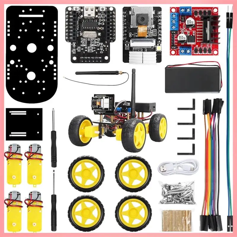

Y23A-4WD умный робот автомобильный ESP32 камера Wi-Fi комплект автоматизации для программирования Arduino ESP робот с антенной обучающий комплект кодирования