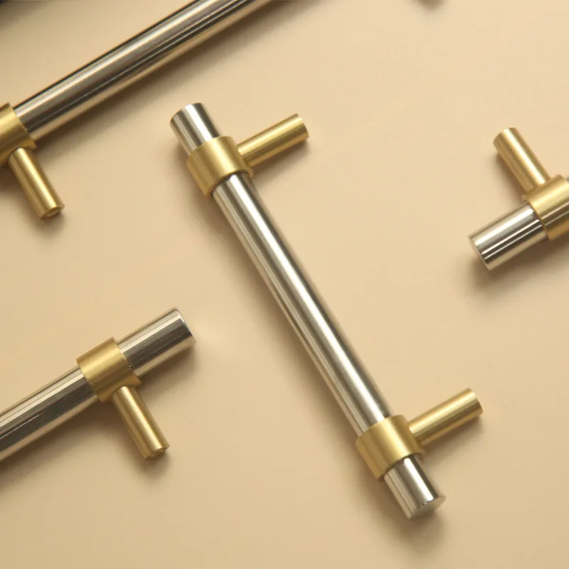 Stainless Steel Cabinet Pull Handles Silver Wardrobe Bar Handle Drawer Knob Bar Modern Simple Furniture Pull Bar Handle