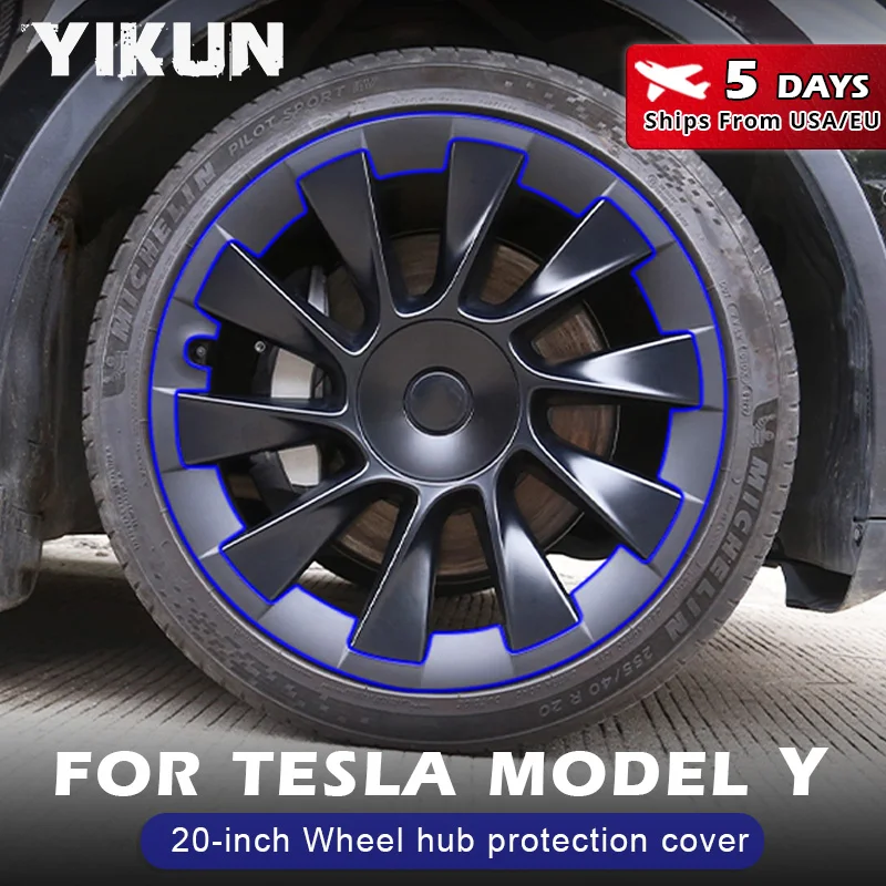 For Tesla Model Y 20 Inch Rim Wheel Hub Protection Patch Protectors ABS Wheel Guard Covers Accessories Auto Exterior 2019-2024