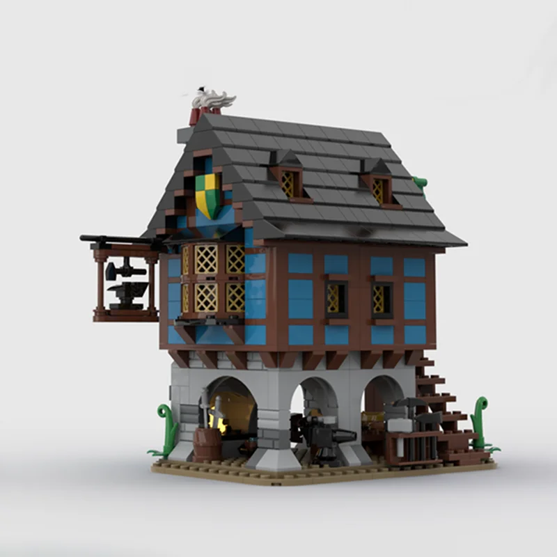 ตัวต่อ MOC 658 ชิ้น ชุดสร้างโมเดลปราสาทช่างตีเหล็กยุคกลาง ของขวัญคริสต์มาส ตัวต่อ DIY ของเล่นเด็ก ของขวัญวันเกิด