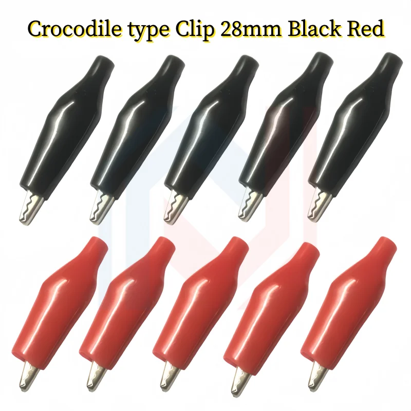 

Crocodile type Clip 28MM Black Red Blue Black Yellow Soft Plastic Coated Testing Probe Mini Alligator Test Clips