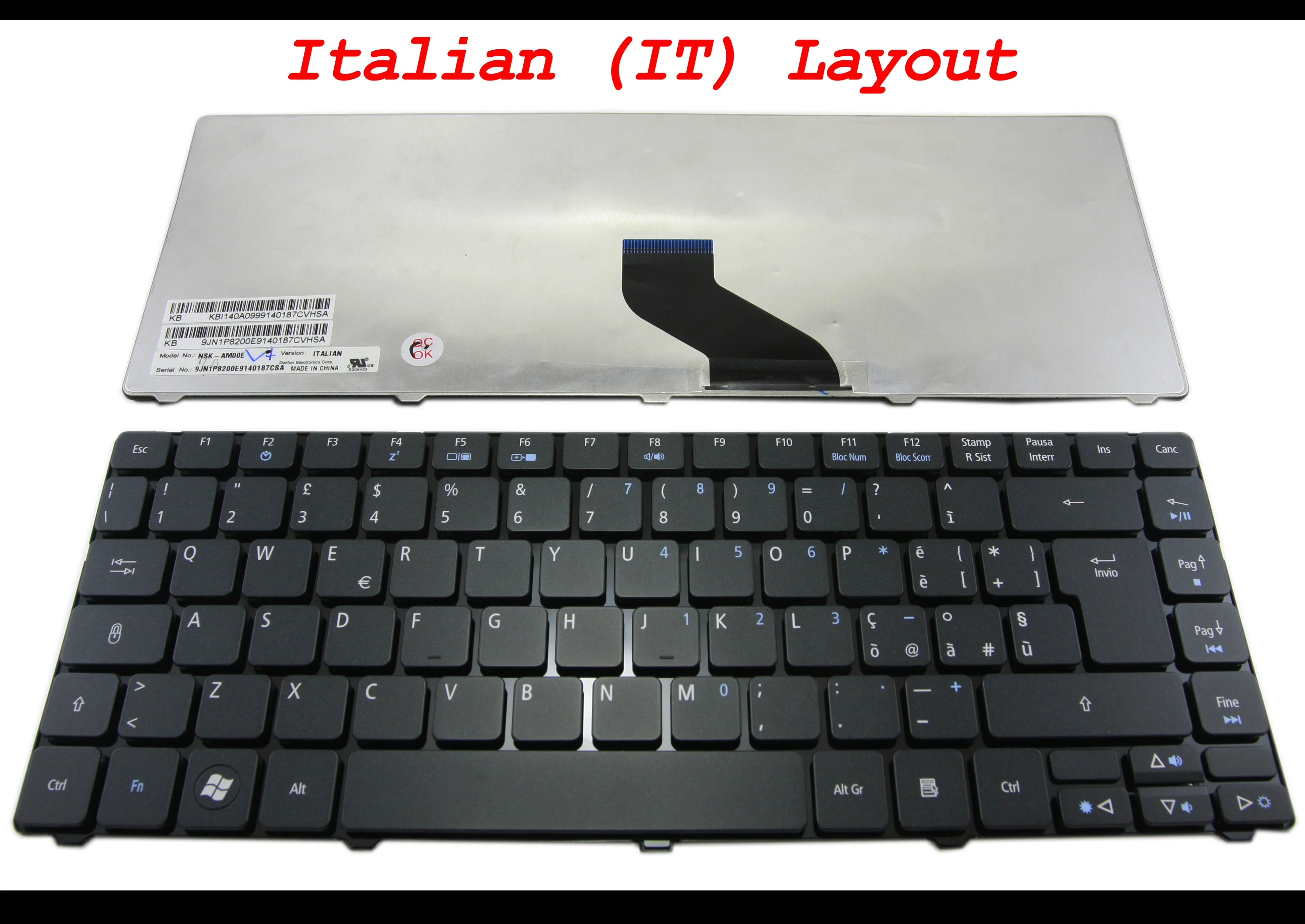 New Italian IT Notebook Laptop keyboard for Acer Aspire 3810 3820 3810T 4741 4735 4735G 4735Z 4736 4736G 4736Z Black NSK-AM00E