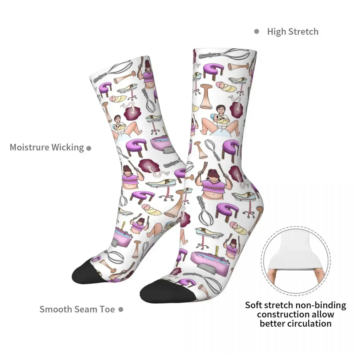 Obstetrics Socks Harajuku High Quality Stockings All Season Long Socks Accessories for Man's Woman's Birthday Present