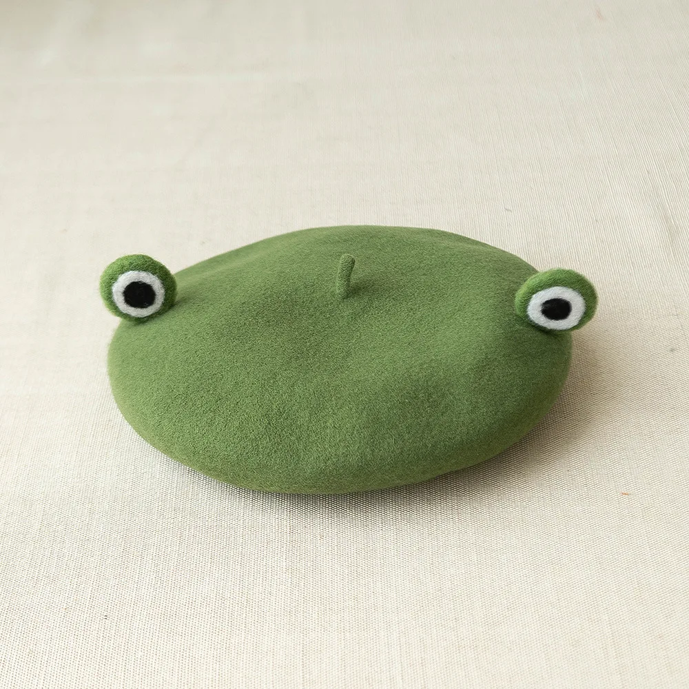 2348 Frog Eyes Wool Beret Hat Handmade Cartoons Beanies French Women Girls Cap Amazon.com: Women Girls Crochet Knitted Winter Headband Hat  main image 2