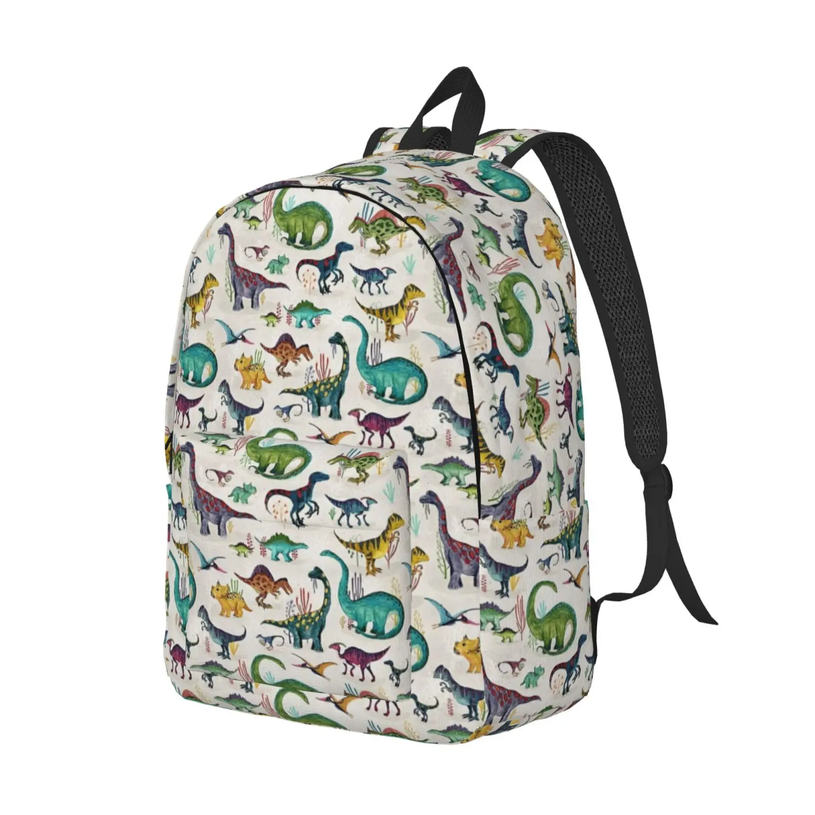 Bright Dinosaurs Classical Backpack Durable High School Work Dino Colourful Eaters Daypack for Men Women College Canvas Bags