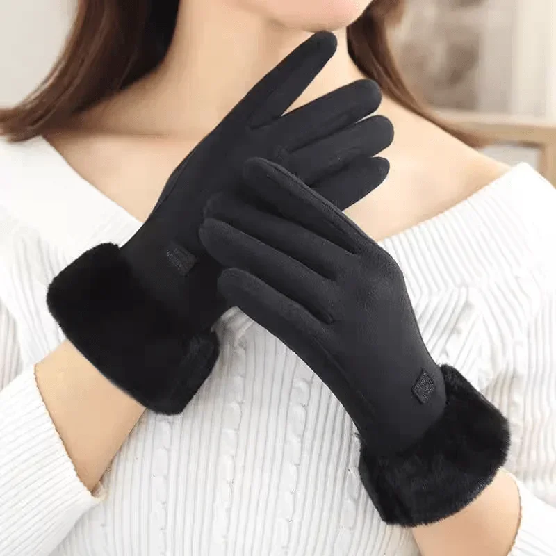 1 Pair of Cold Resistant Gloves To Protect Fingers, Winter Touch Gloves with Plush Lining, Thick Warm Gloves for Men and Women