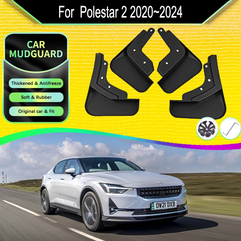 Guardabarros de coche para Polestar 2 2020 2021 2022 2023 2024, guardabarros anticongelante, guardabarros delantero y trasero, accesorios para automóviles