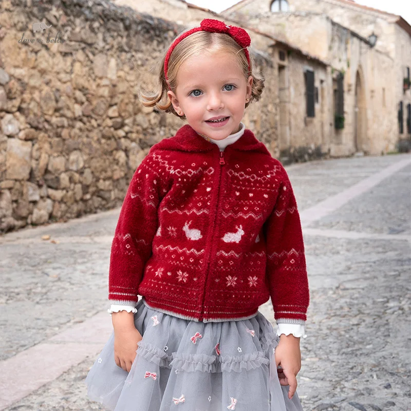 

Dave Bella Children Girls Baby Tops Outerwear 2024 New Winter Fashion Casual Overcoat Christmas Outdoor Warm New Year DB4243907