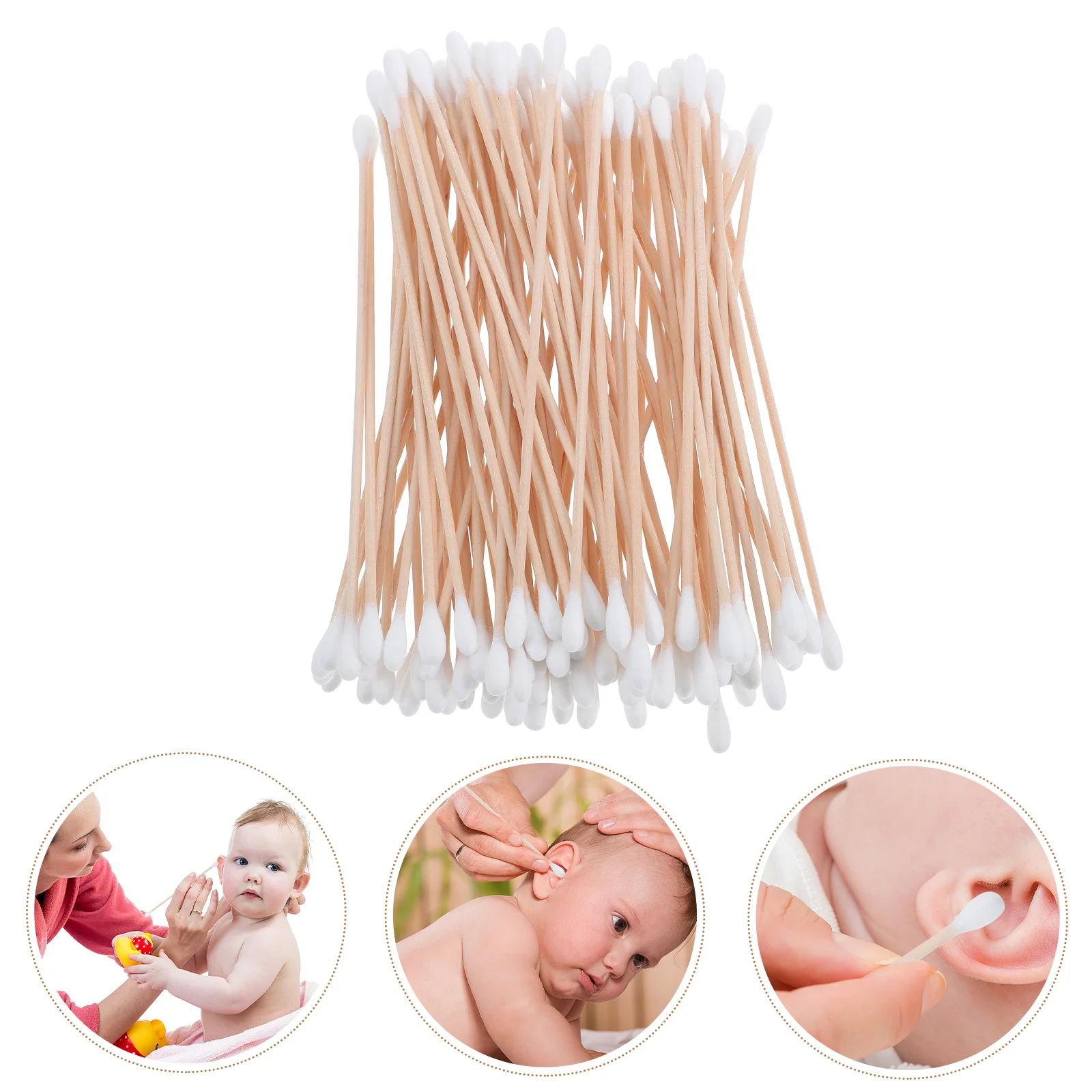 100pcs Double-Head Cotton Swabs for Cleaning Disposable Wood Sticks with Cotton Swabs for Industrial Use Precision