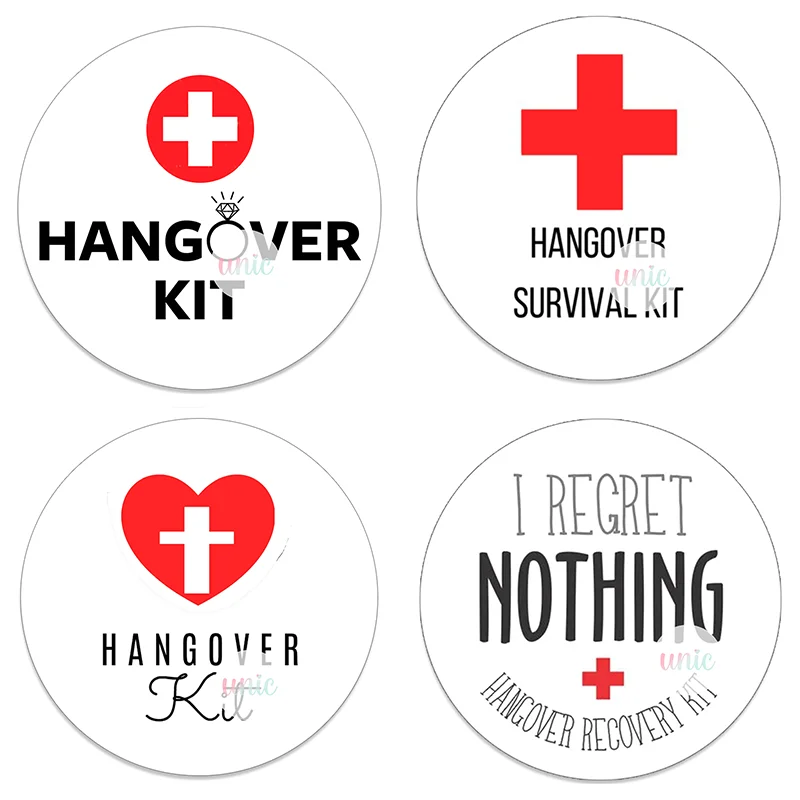 Self-adhesive Stickers Hangover Kit Drinking Labels Favour Sticker Bachelorette Party Survival Recovery Kit Wedding Labels