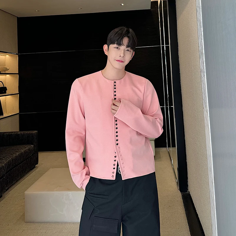 

Faionable Knitted Air Layer Sweatirt Cardigan without Collar with Multiple Buttons for Men And Women ort Trendy Design