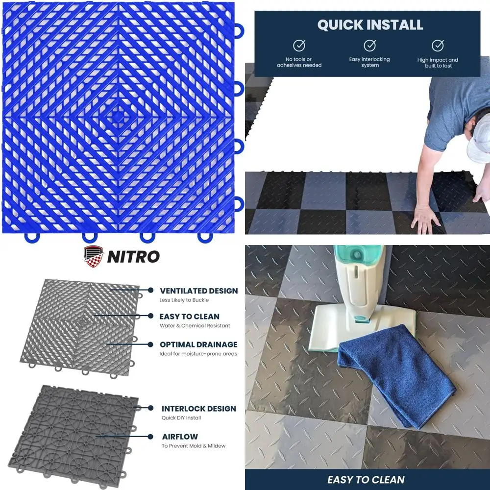 بلاط أرضية جراج متشابك من البلاستيك مقاس 12 × 12 غير قابل للانزلاق للتنظيم والاستقرار #1