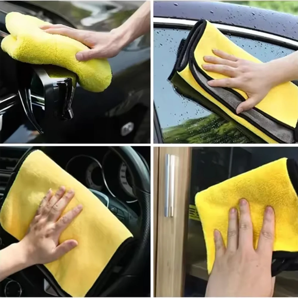 Microfiber Cleaning Towel Car Cleaning Cloths Car Drying Cloth Double-Sided Soft Vehicle Care Cloth Reusable Cleaning Cloth ﻿