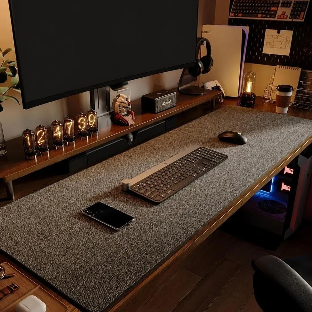 Cotton Linen Texture Waterproof Computer Desk Mat Non-Slip Wear Resistant Office Desk Pad Minimalist Durable Mouse Pad Work