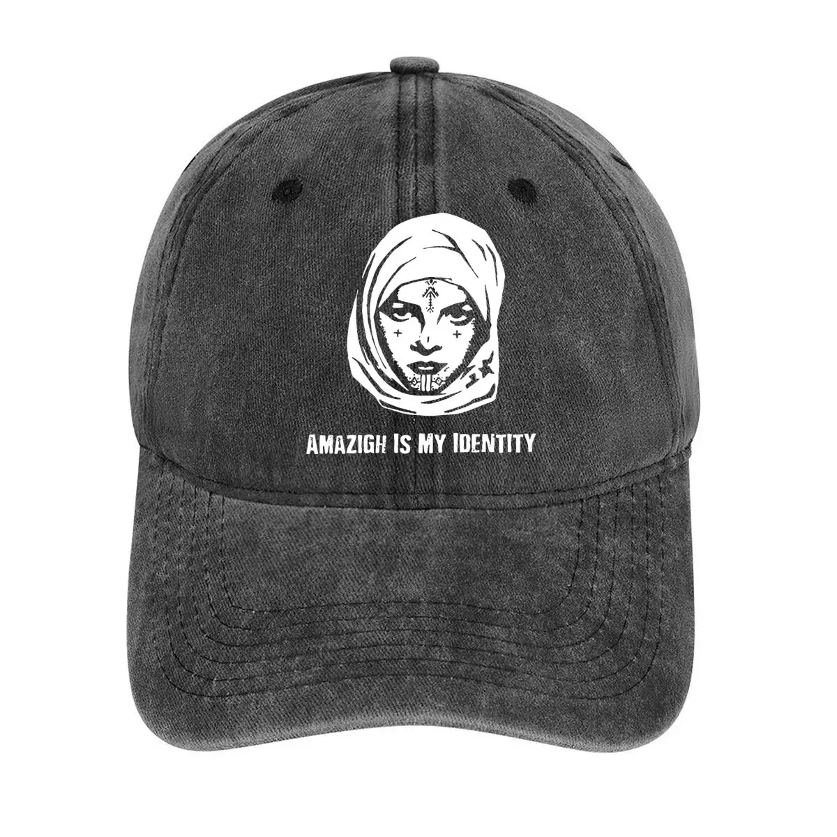 

Amazigh Is My Identity silhouette design with cultural affirmation text Washed Baseball Cap
